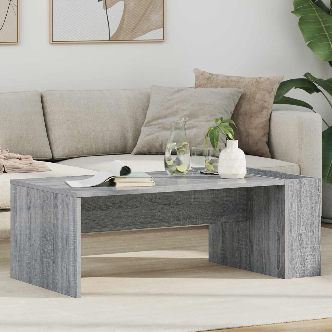 vidaXL Mesa de Café Gris Sonoma 95 x 50 x 34 cm Madera de ingeniería