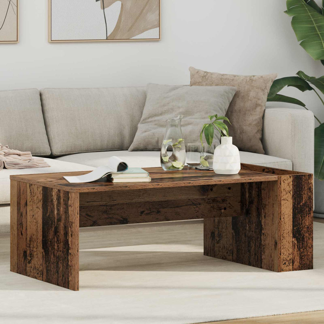 vidaXL Mesa de Café Madera vieja 95 x 50 x 34 cm Madera de ingeniería
