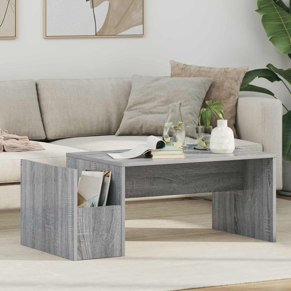 vidaXL Mesa de Café Gris Sonoma 90 x 45 x 35 cm Madera de ingeniería