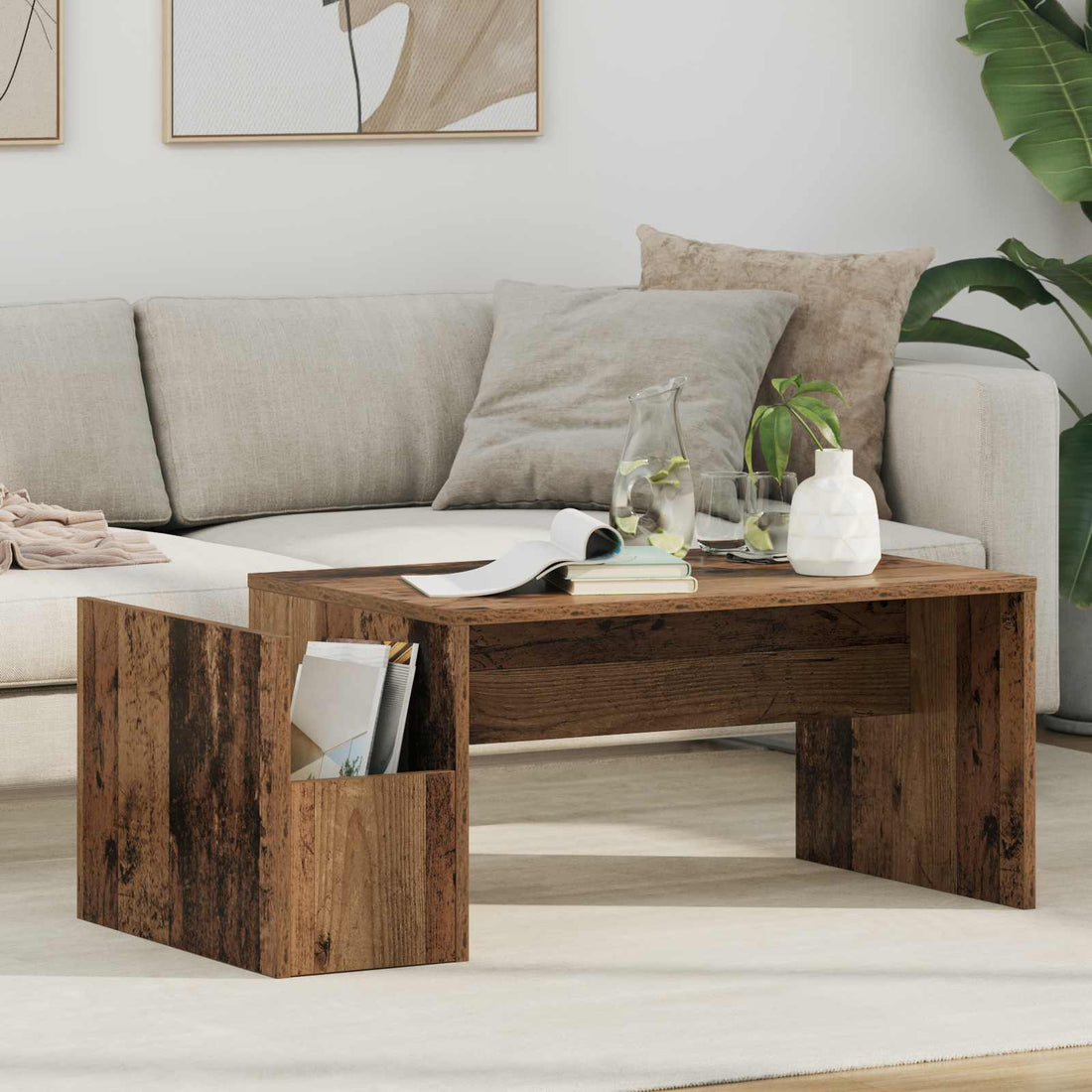 vidaXL Mesa de Café Madera vieja 90 x 45 x 35 cm Madera de ingeniería