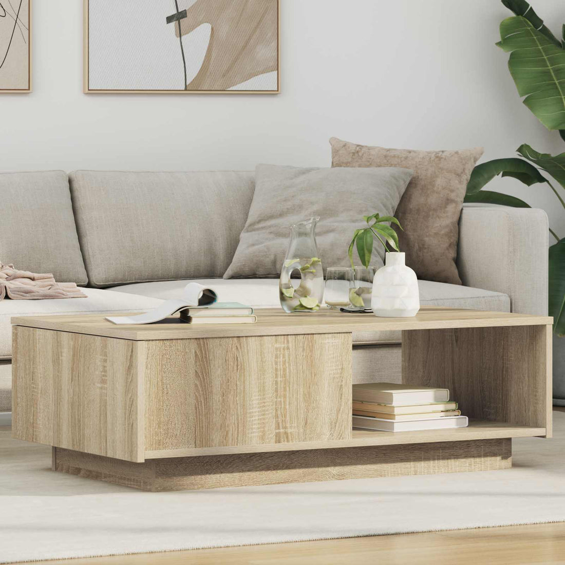vidaXL Mesa de Café Roble Sonoma 95 x 55 x 31 cm Madera de ingeniería