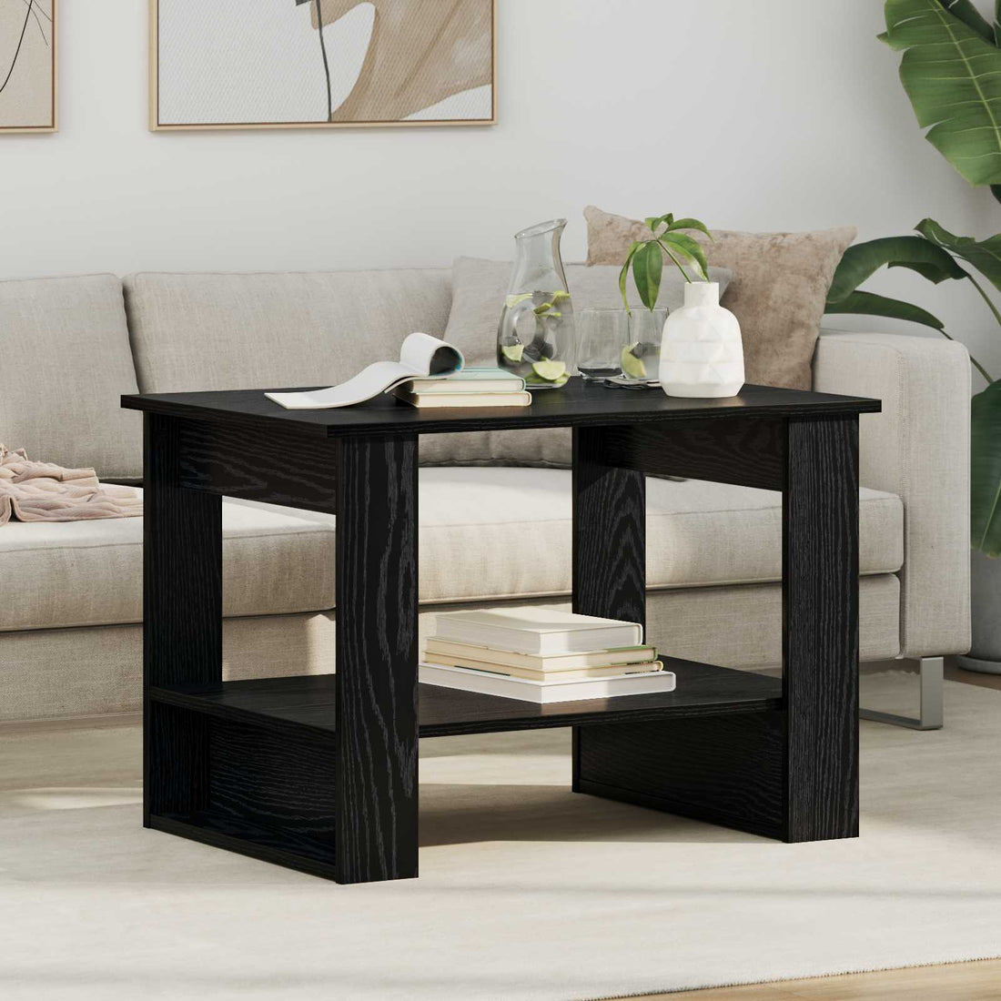 vidaXL Mesa de Café Roble Negro 72 x 50 x 50 cm Madera de ingeniería
