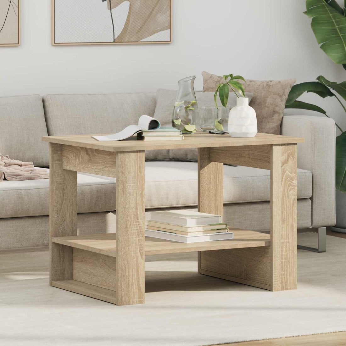 vidaXL Mesa de Café Roble Sonoma 72 x 50 x 50 cm Madera de ingeniería