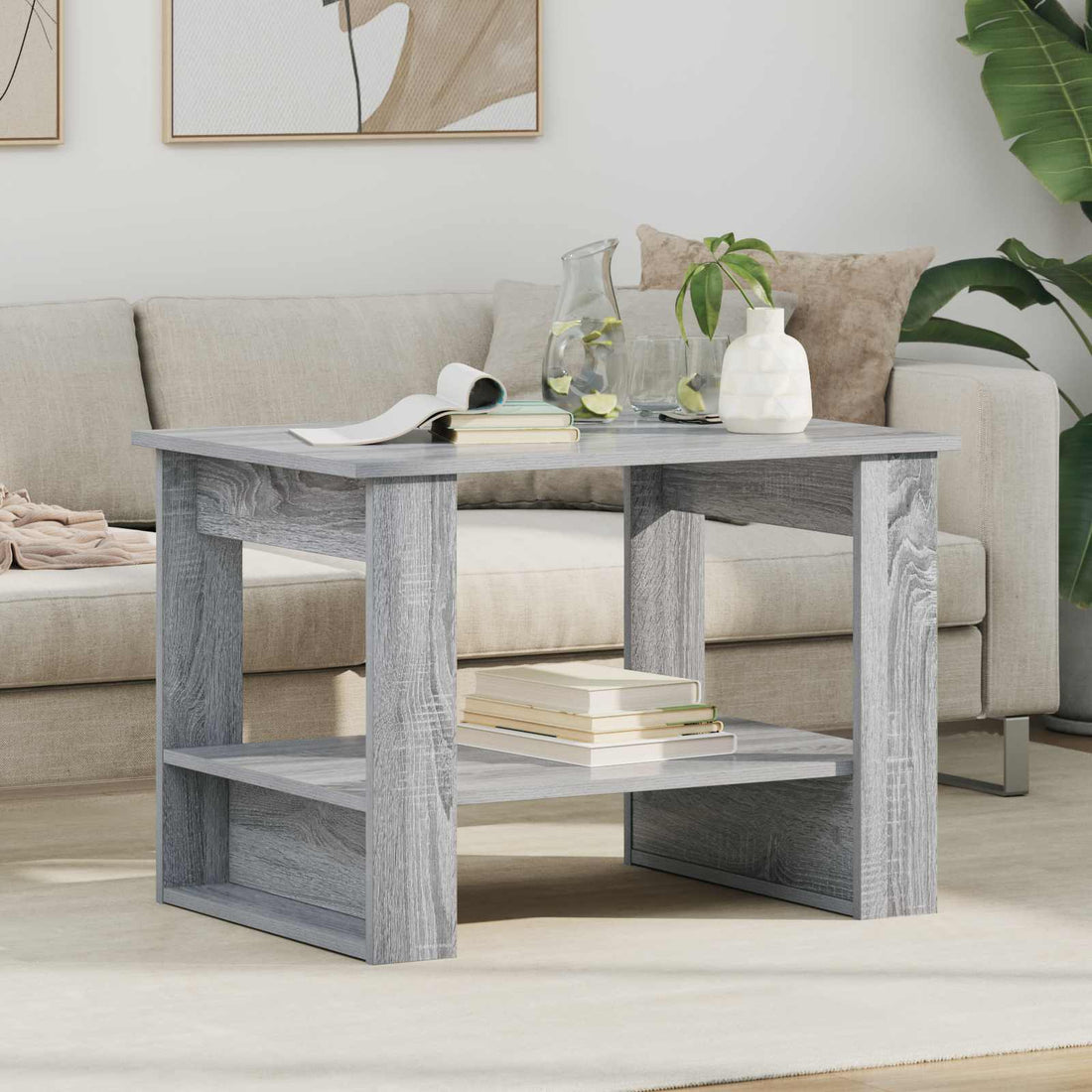 vidaXL Mesa de Café Gris Sonoma 72 x 50 x 50 cm Madera de ingeniería