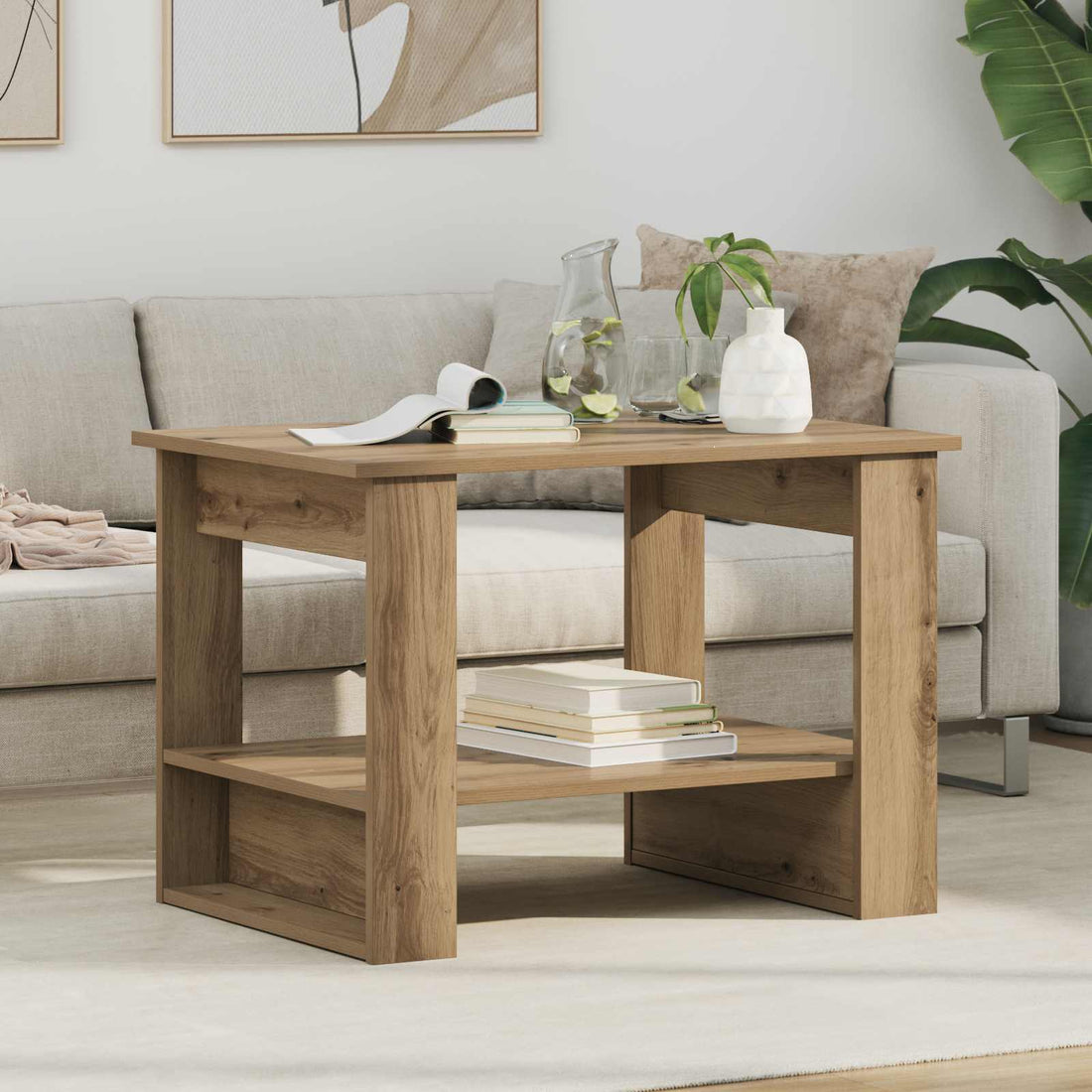vidaXL Mesa de Café Roble artisan 72 x 50 x 50 cm Madera de ingeniería