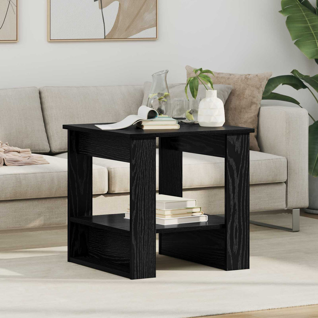 vidaXL Mesa de Café Roble Negro 51 x 50 x 50 cm Madera de ingeniería