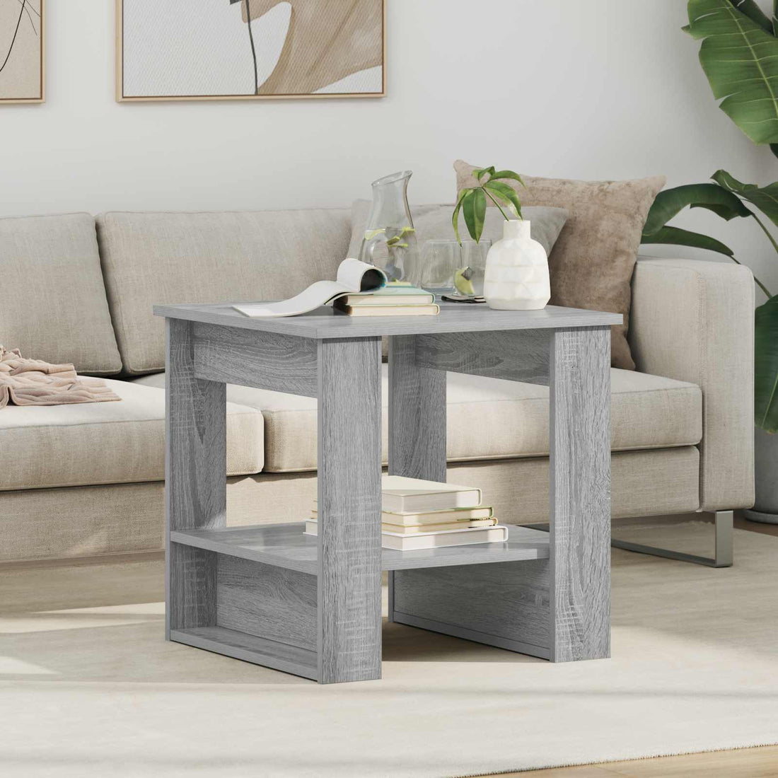 vidaXL Mesa de Café Gris Sonoma 51 x 50 x 50 cm Madera de ingeniería