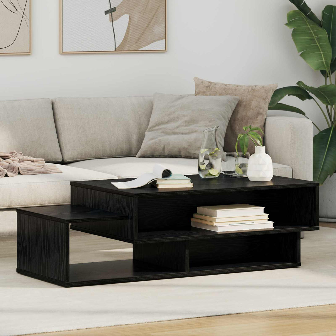 vidaXL Mesa de Café Roble Negro 105 x 50 x 32,5 cm