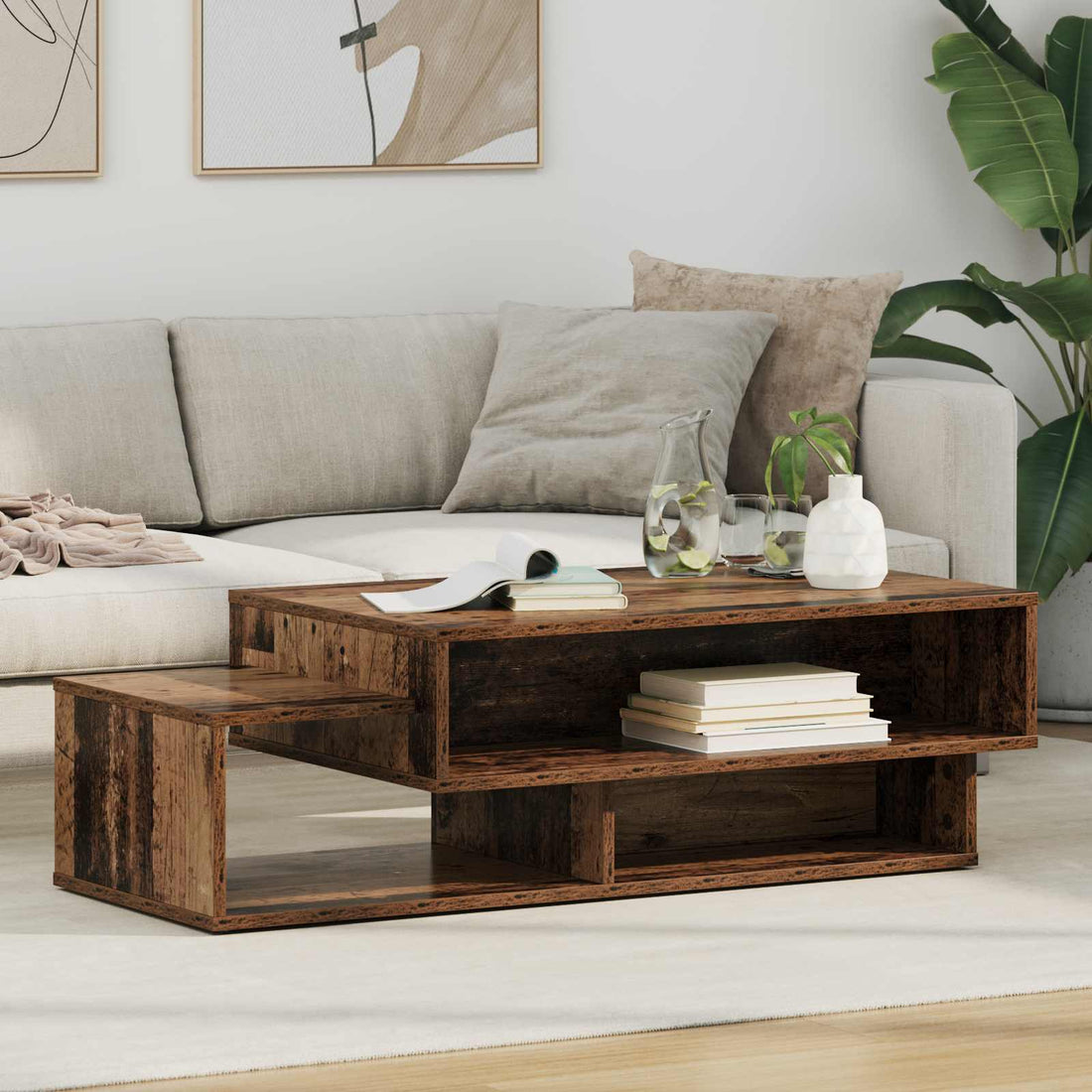 vidaXL Mesa de Café Madera vieja 105 x 50 x 32,5 cm