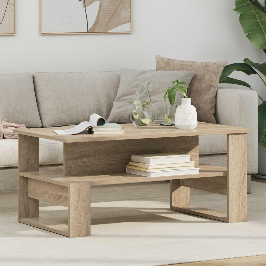 vidaXL Mesa de Café Roble Sonoma 90 x 50 x 40 cm Madera de ingeniería