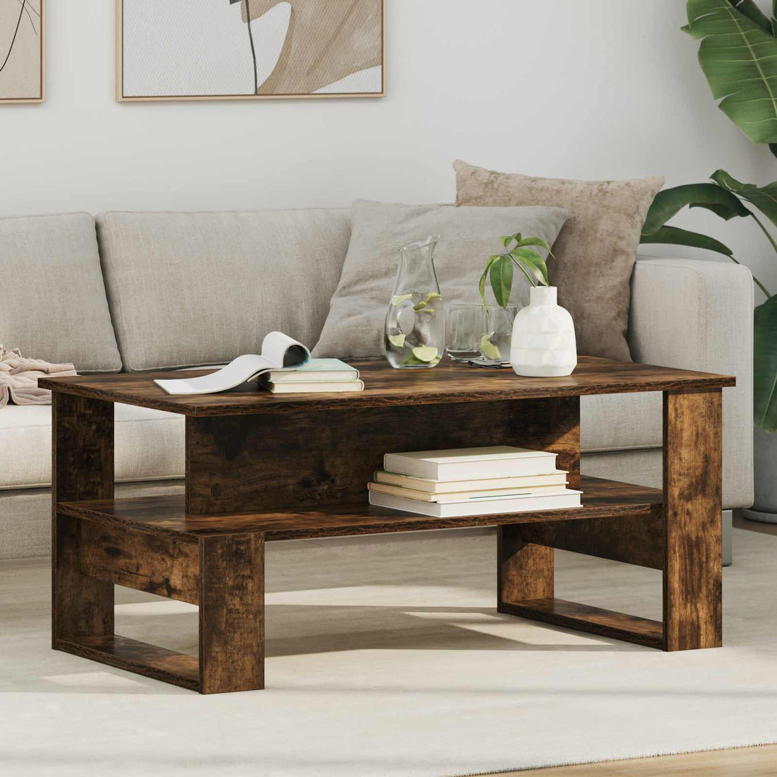 vidaXL Mesa de Café Roble ahumado 90 x 50 x 40 cm Madera de ingeniería
