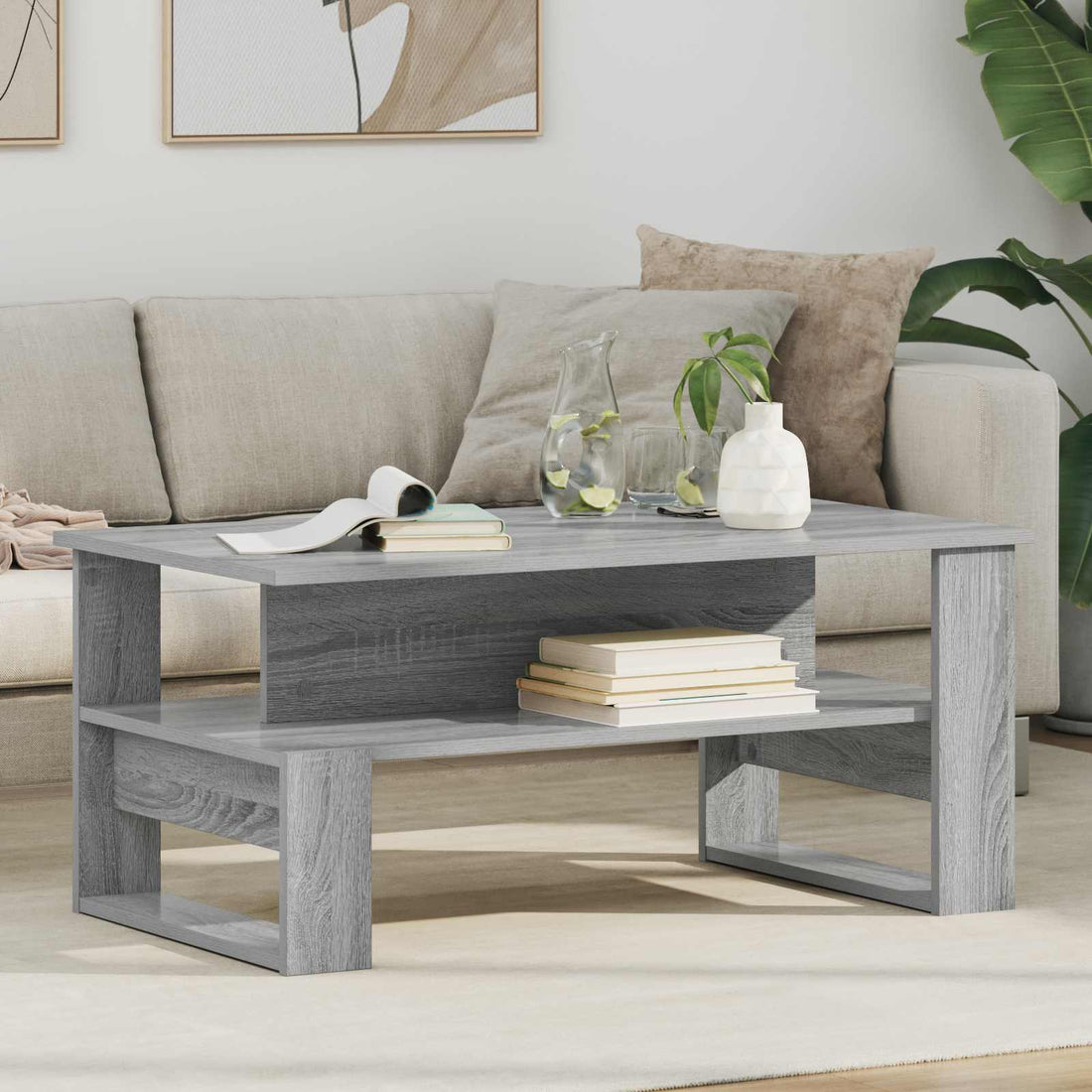 vidaXL Mesa de Café Gris Sonoma 90 x 50 x 40 cm Madera de ingeniería