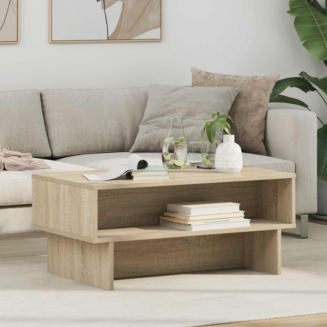 vidaXL Mesa de Café Roble Sonoma 80 x 46 x 35 cm Madera de ingeniería