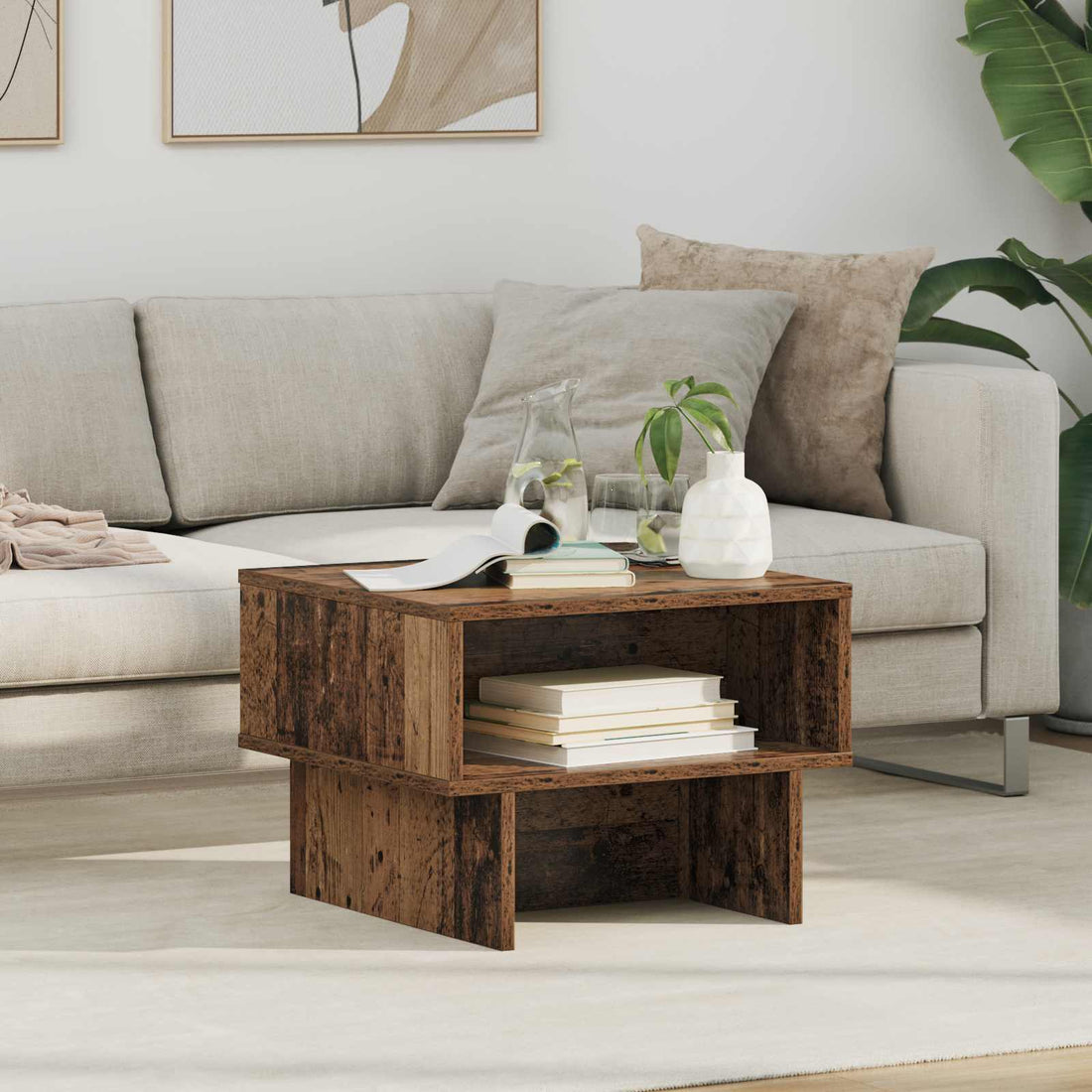 vidaXL Mesa de Café Madera vieja 48 x 46 x 35 cm Madera de ingeniería
