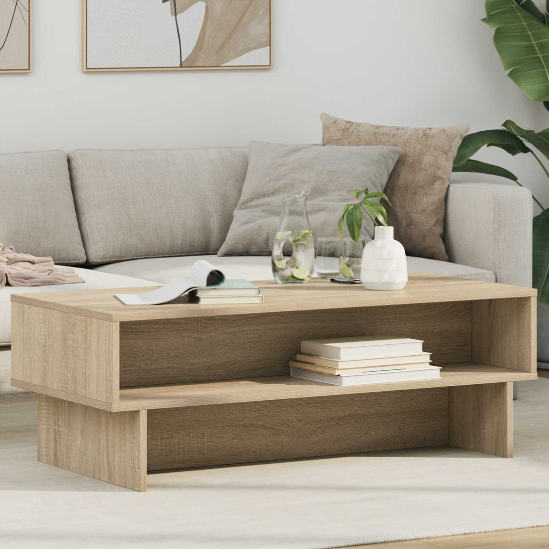 vidaXL Mesa de Café Roble Sonoma 100 x 46 x 35 cm Madera de ingeniería