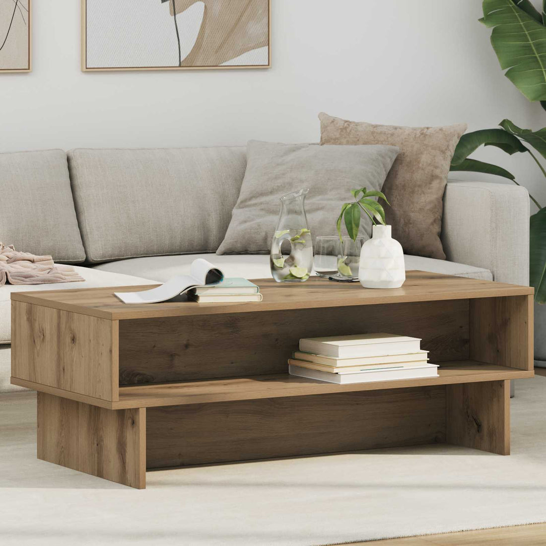 vidaXL Mesa de Café Roble artisan 100 x 46 x 35 cm