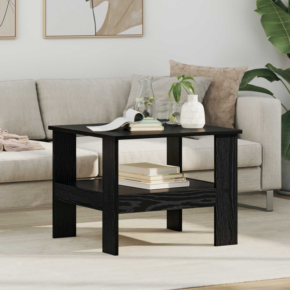 vidaXL Mesa de Café Roble Negro 57 x 55 x 45 cm Madera de ingeniería