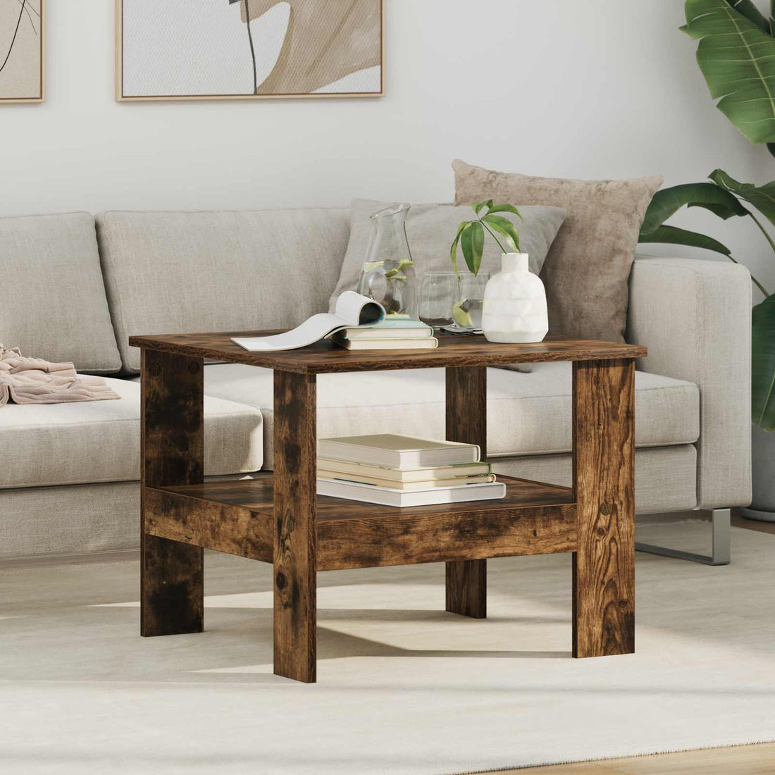 vidaXL Mesa de Café Roble ahumado 57 x 55 x 45 cm Madera de ingeniería