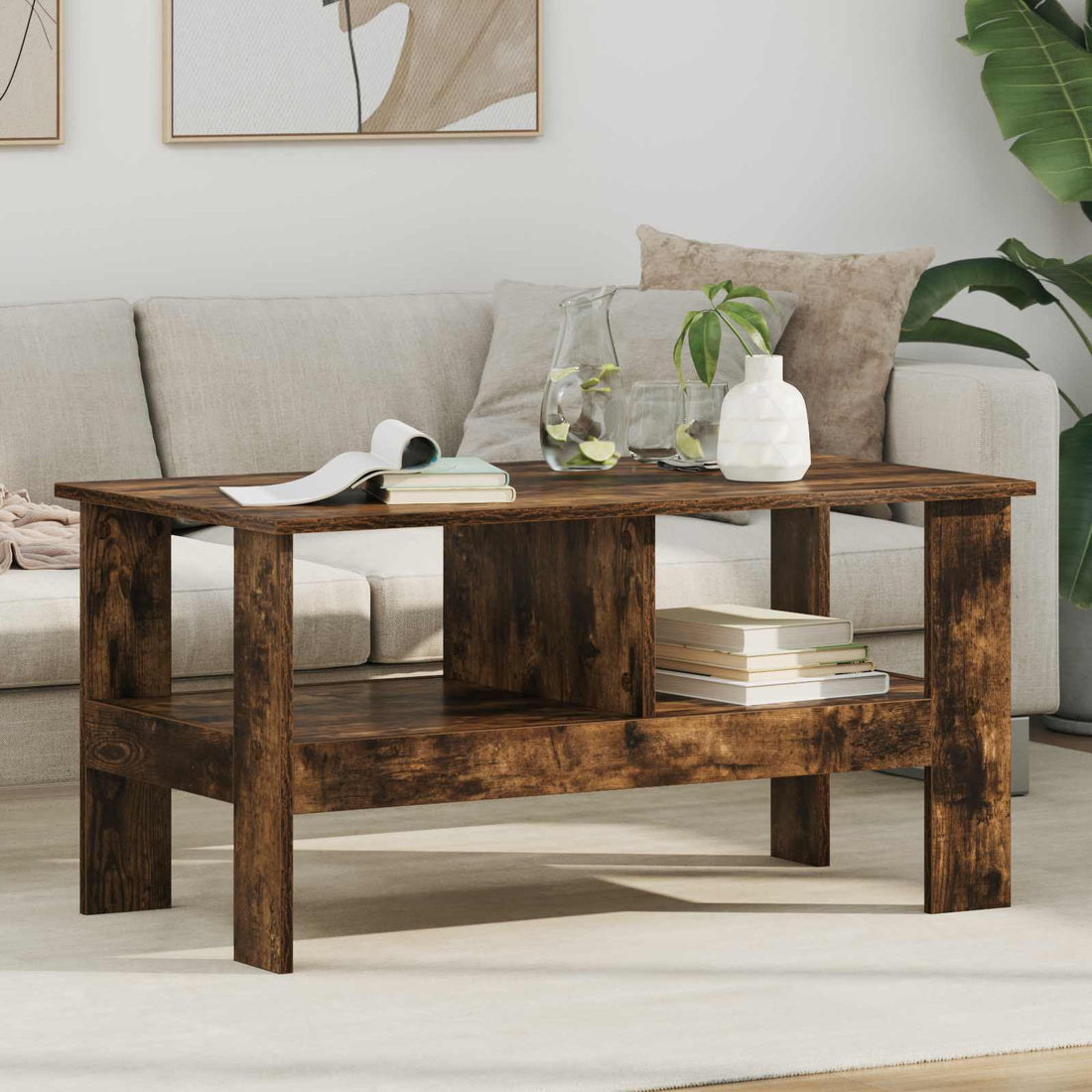 vidaXL Mesa de Café Roble ahumado 90 x 50 x 45 cm Madera de ingeniería