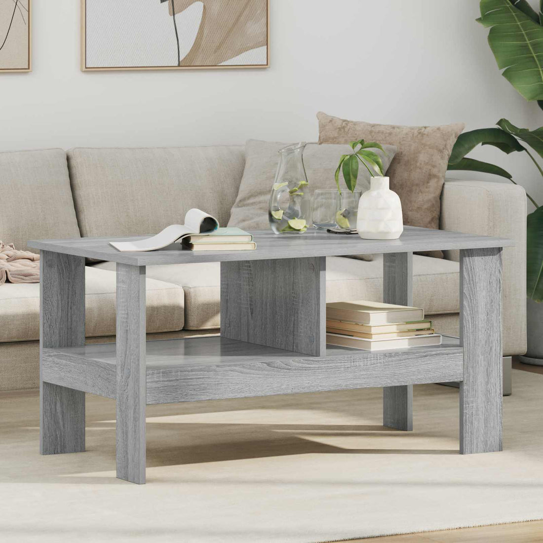 vidaXL Mesa de Café Gris Sonoma 90 x 50 x 45 cm Madera de ingeniería