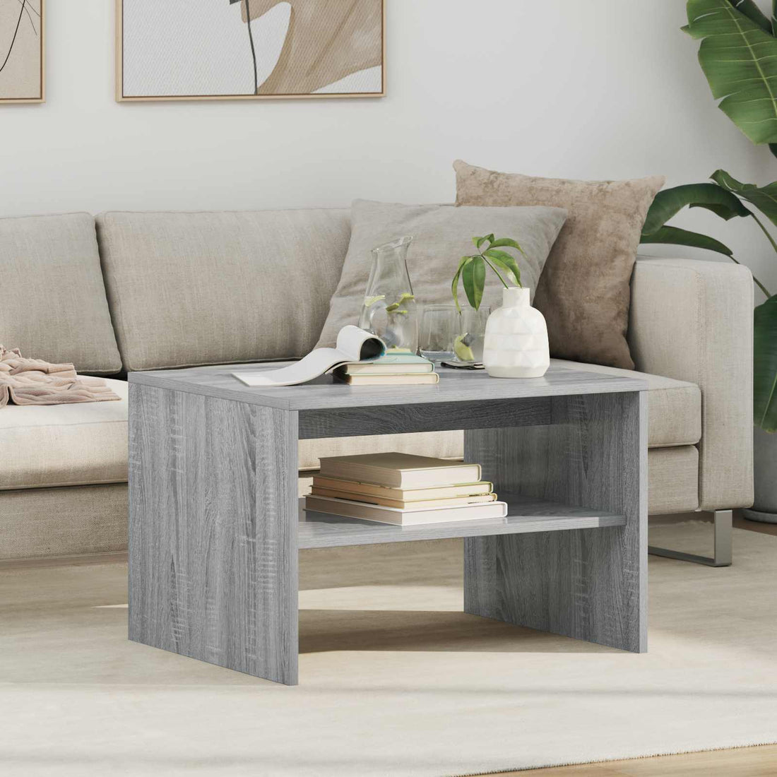vidaXL Mesa de Café Gris Sonoma 60 x 50 x 40 cm Madera de ingeniería