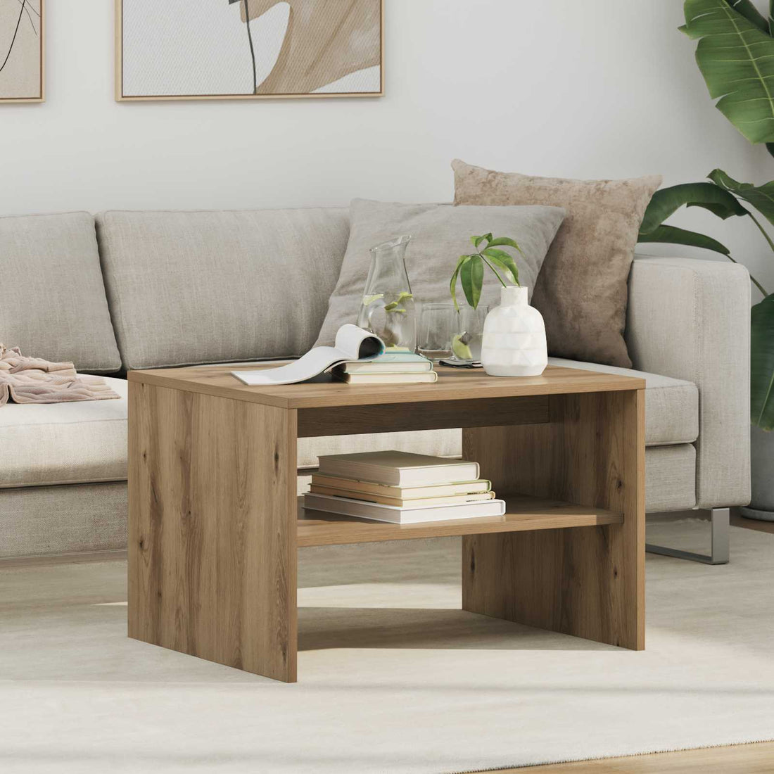vidaXL Mesa de Café Roble artisan 60 x 50 x 40 cm Madera de ingeniería