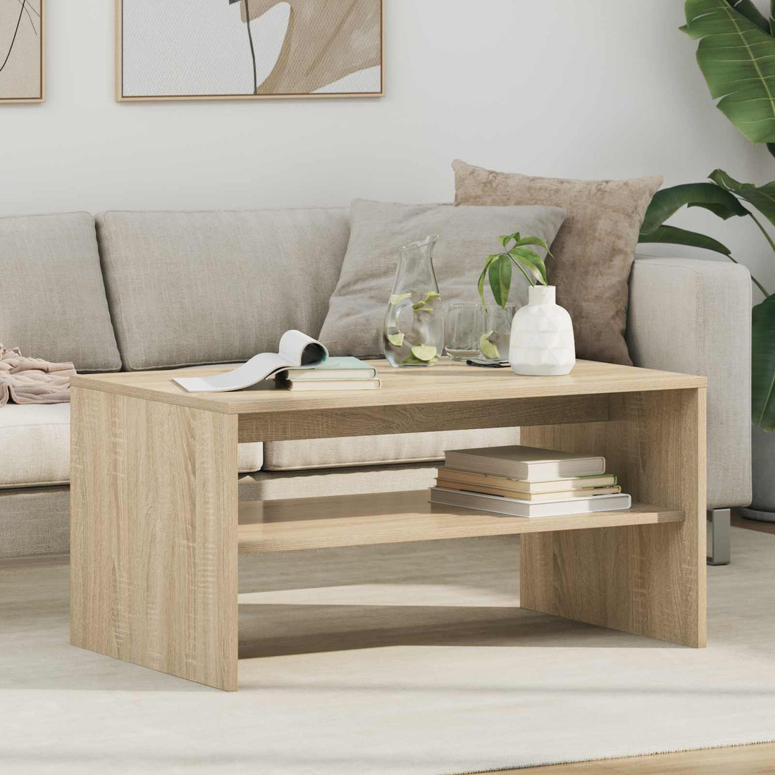 vidaXL Mesa de Café Roble Sonoma 80 x 50 x 40 cm Madera de ingeniería
