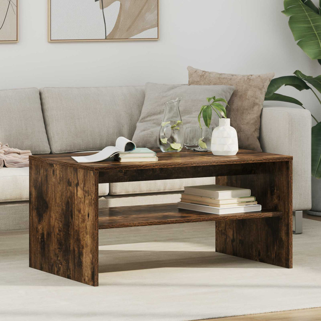 vidaXL Mesa de Café Roble ahumado 80 x 50 x 40 cm Madera de ingeniería
