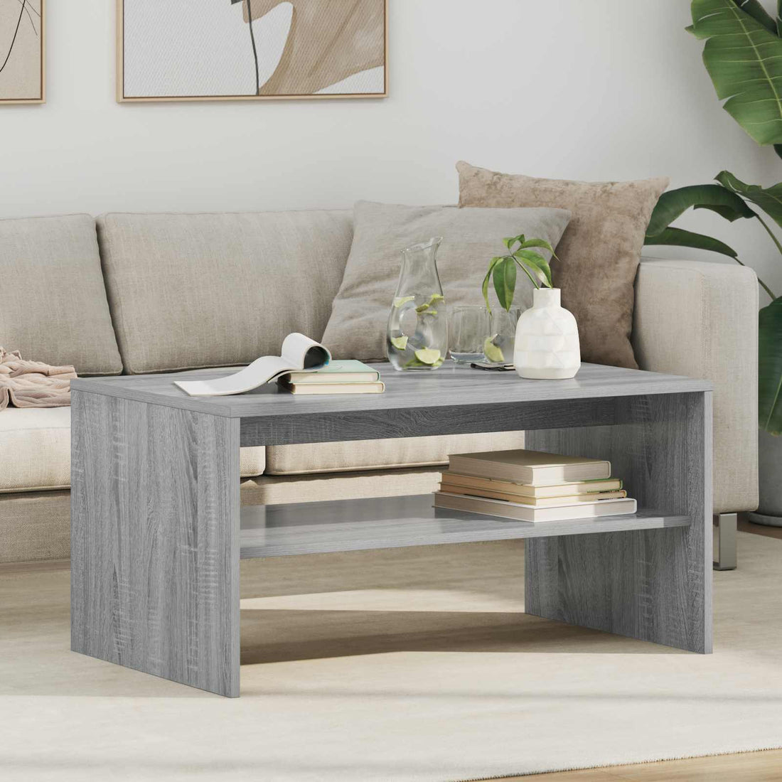 vidaXL Mesa de Café Gris Sonoma 80 x 50 x 40 cm Madera de ingeniería