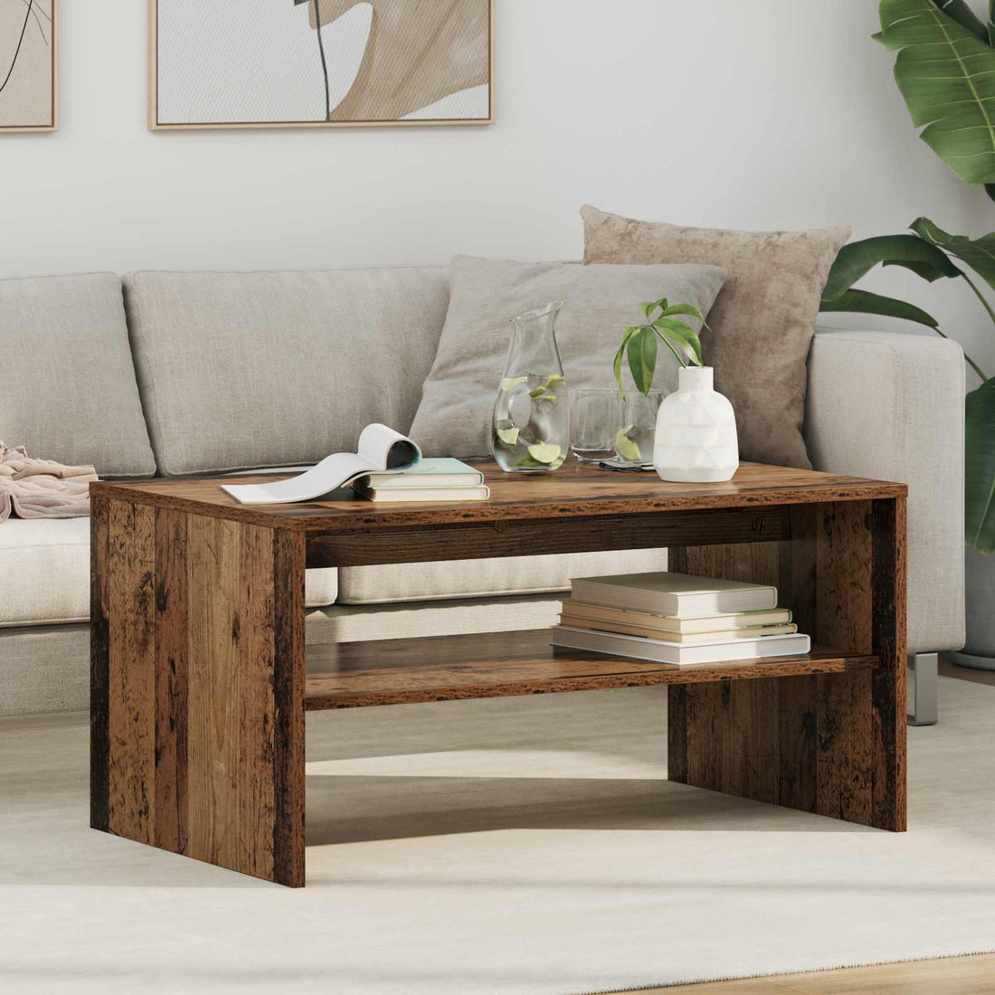 vidaXL Mesa de Café Madera vieja 80 x 50 x 40 cm Madera de ingeniería