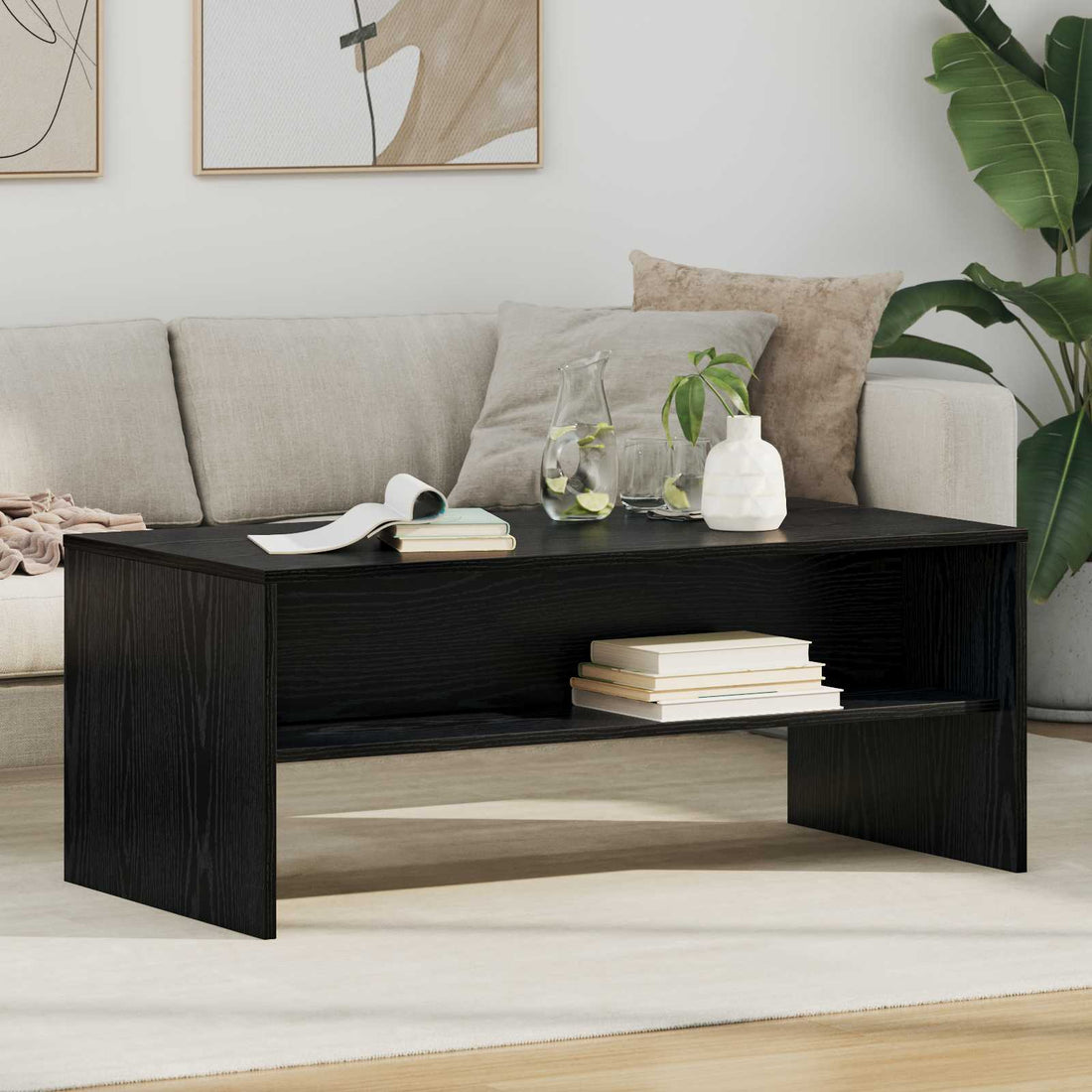 vidaXL Mesa de Café Roble Negro 100 x 50 x 40 cm Madera de ingeniería