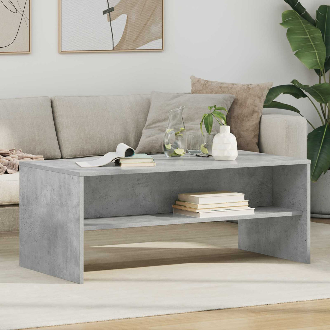vidaXL Mesa de Café Gris Concreto 100 x 50 x 40 cm