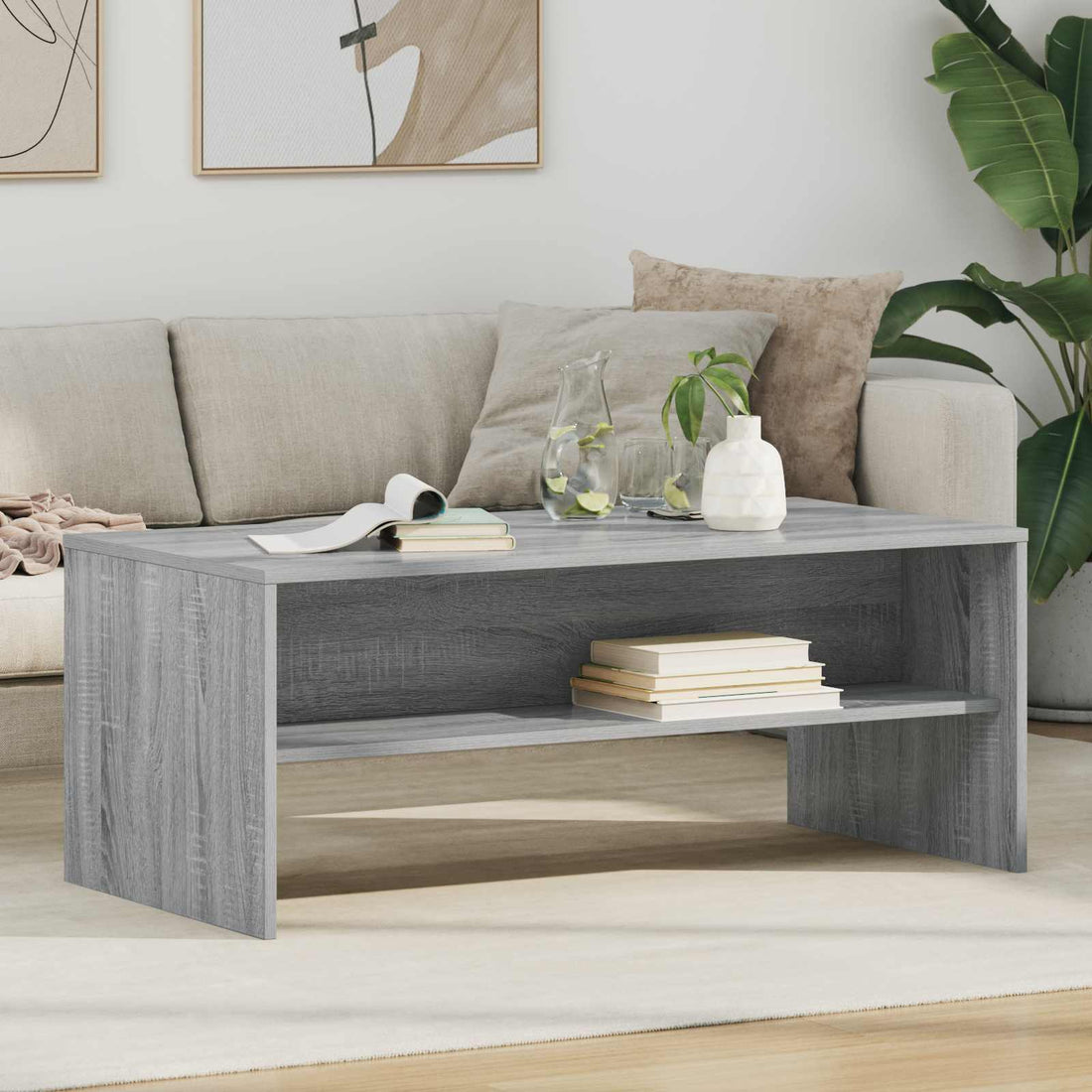 vidaXL Mesa de Café Gris Sonoma 100 x 50 x 40 cm Madera de ingeniería