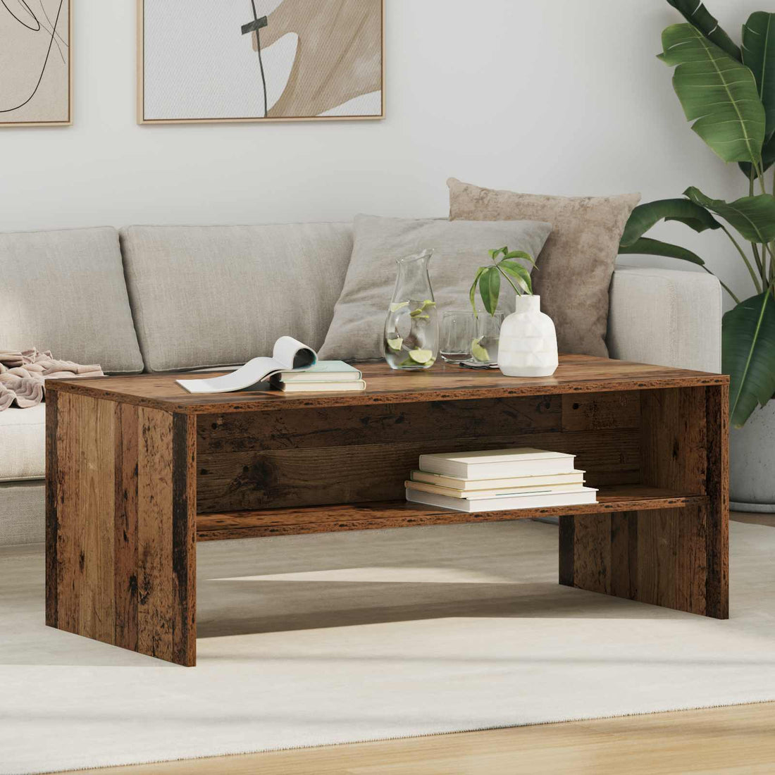 vidaXL Mesa de Café Madera vieja 100 x 50 x 40 cm Madera de ingeniería