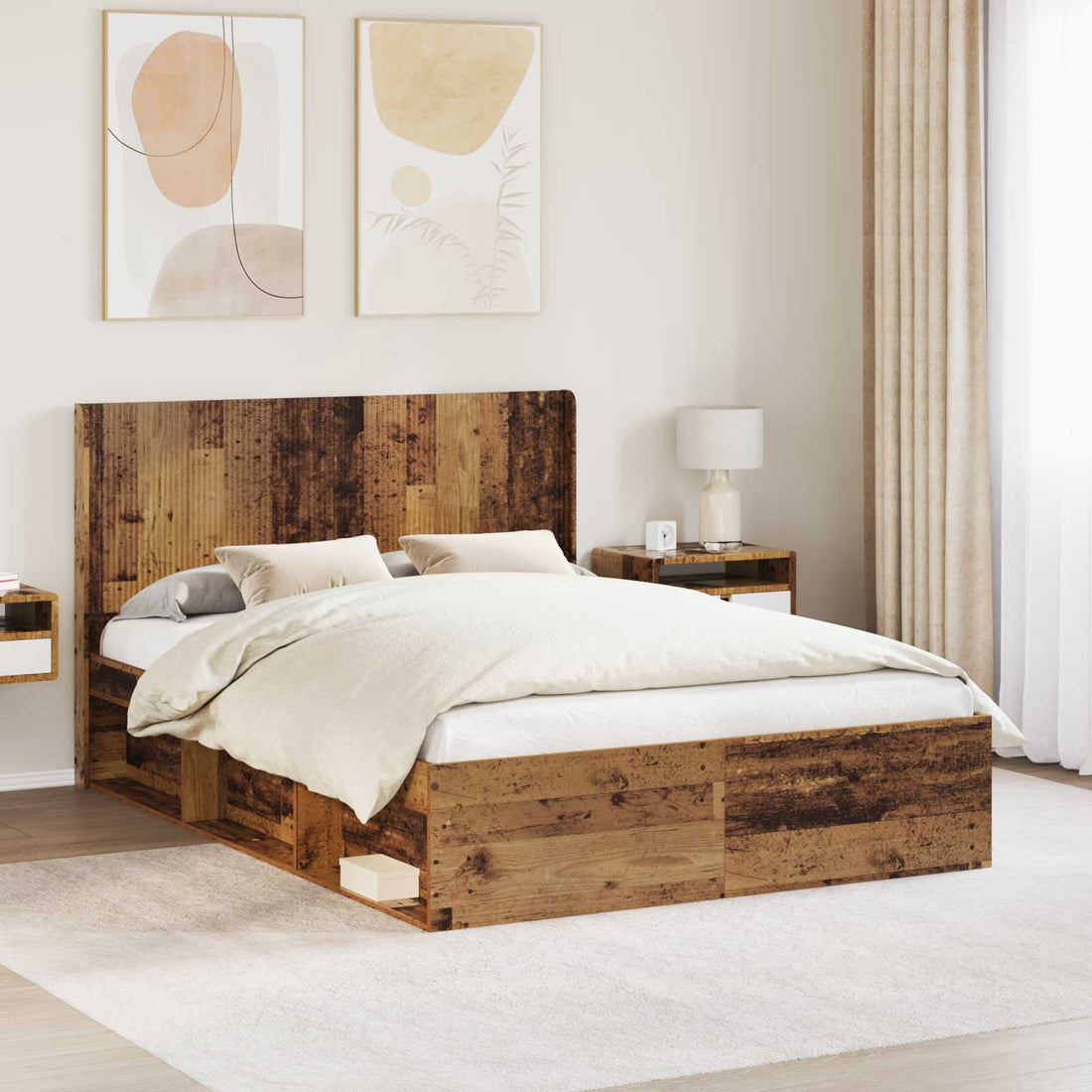 vidaXL Estructura de cama con almacenamiento y cabecero