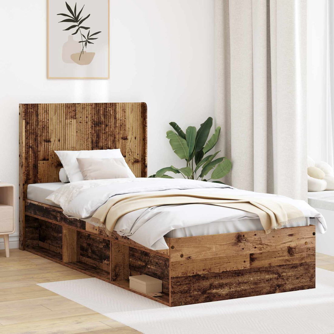 vidaXL Estructura de cama con almacenamiento y cabecero