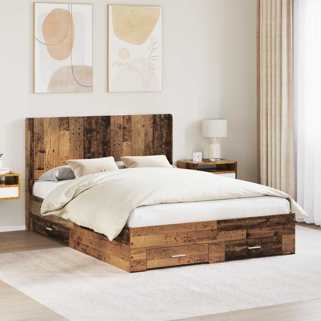 vidaXL Estructura de cama con almacenamiento y cabecero