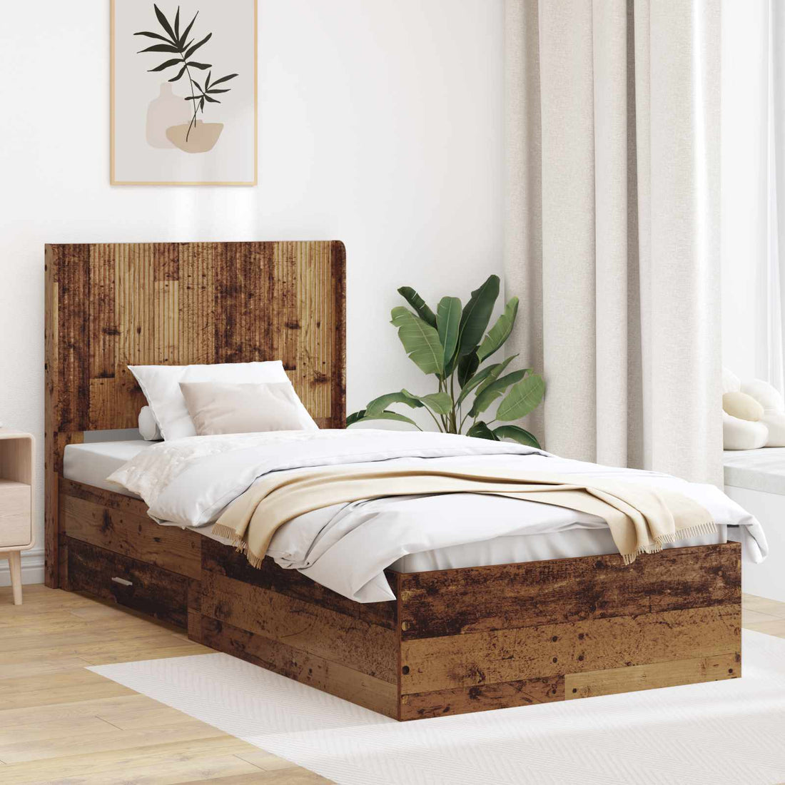 vidaXL Estructura de cama con almacenamiento y cabecero