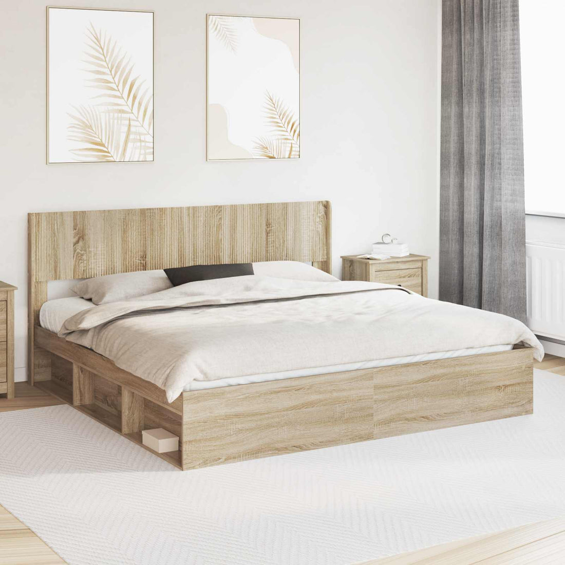 vidaXL Estructura de cama con almacenamiento y cabecero 2 uds.