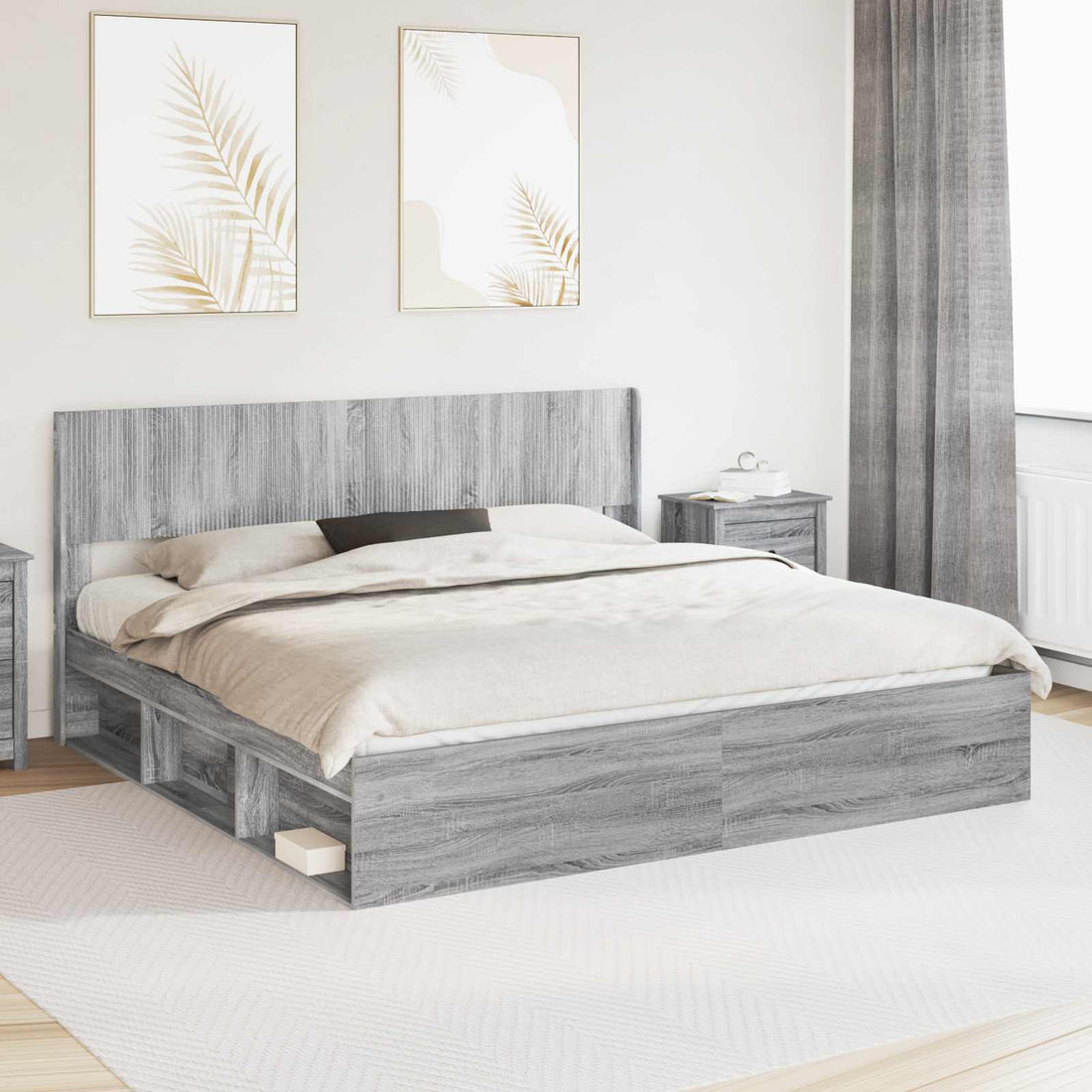 vidaXL Estructura de cama con almacenamiento y cabecero 2 uds.
