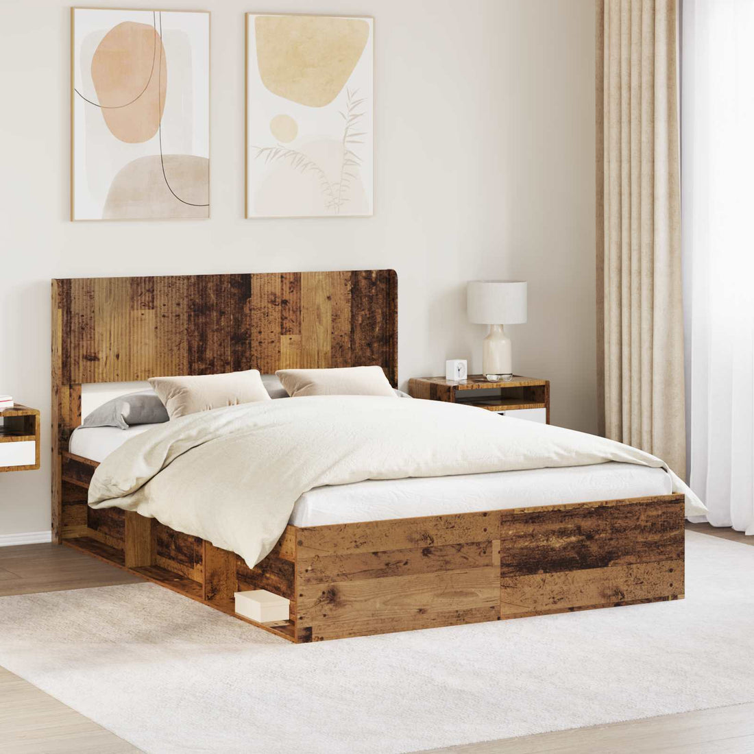 vidaXL Estructura de cama con almacenamiento y cabecero