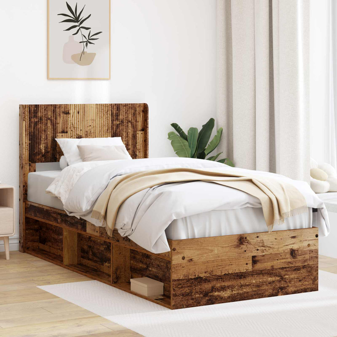 vidaXL Estructura de cama con almacenamiento y cabecero