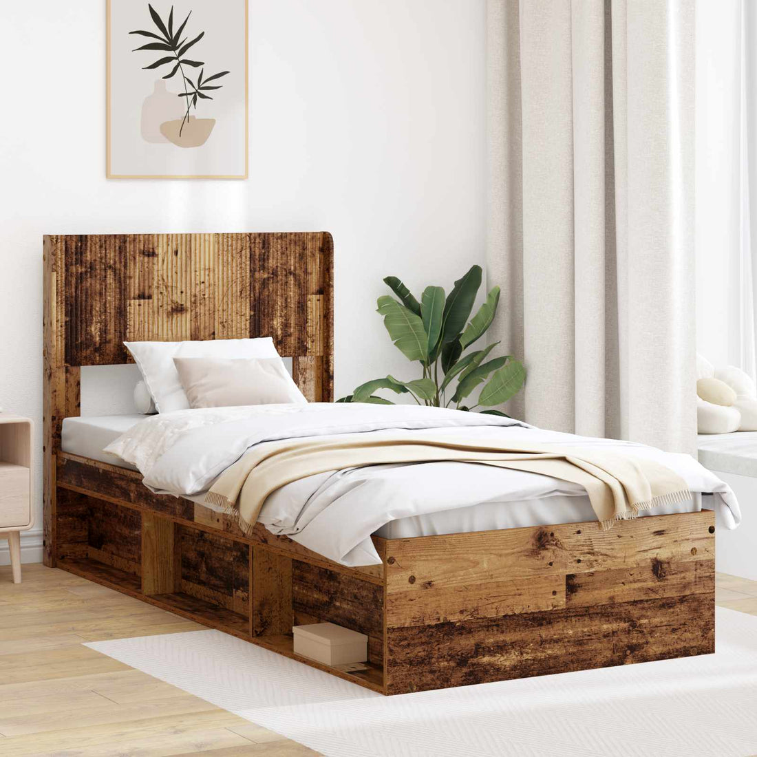 vidaXL Estructura de cama con almacenamiento y cabecero
