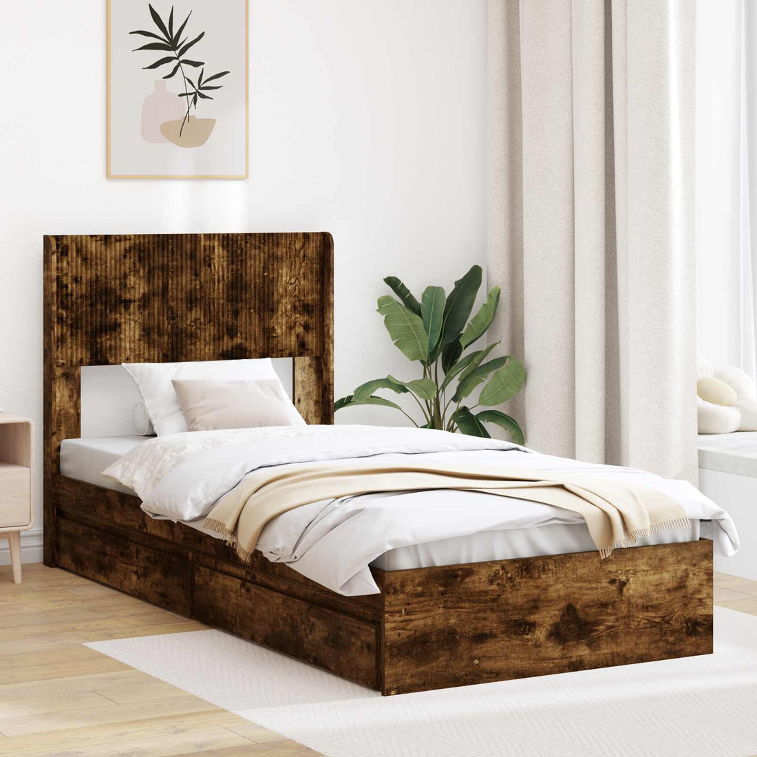 vidaXL Estructura de cama con almacenamiento y cabecero 2 uds.