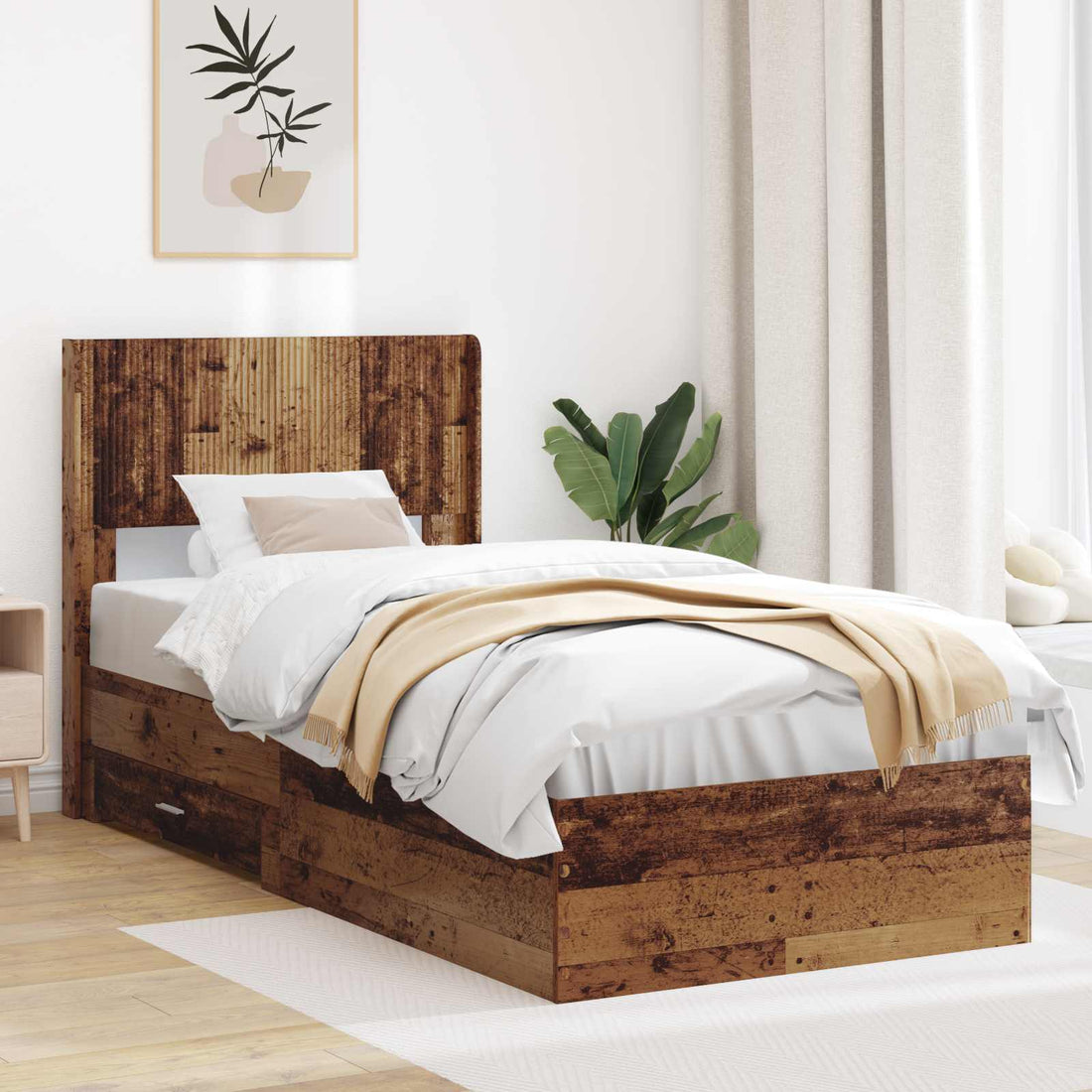 vidaXL Estructura de cama con almacenamiento y cabecero