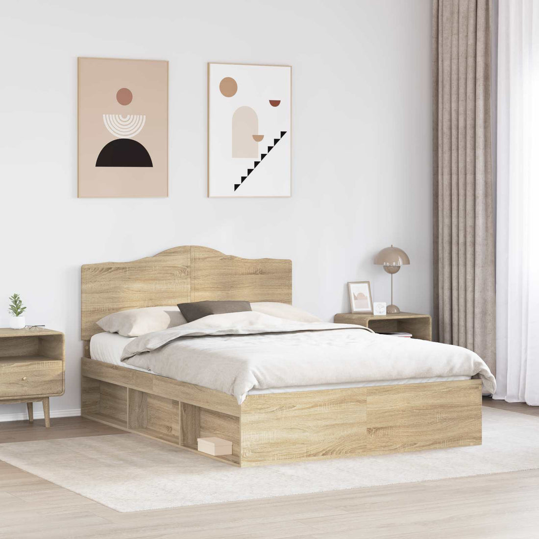 vidaXL Estructura de cama Sonoma 140 x 190 cm Madera de pino macizo