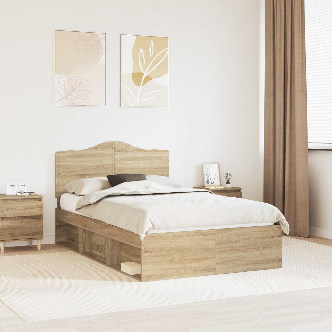 vidaXL Estructura de cama Sonoma 120 x 190 cm Madera de pino macizo