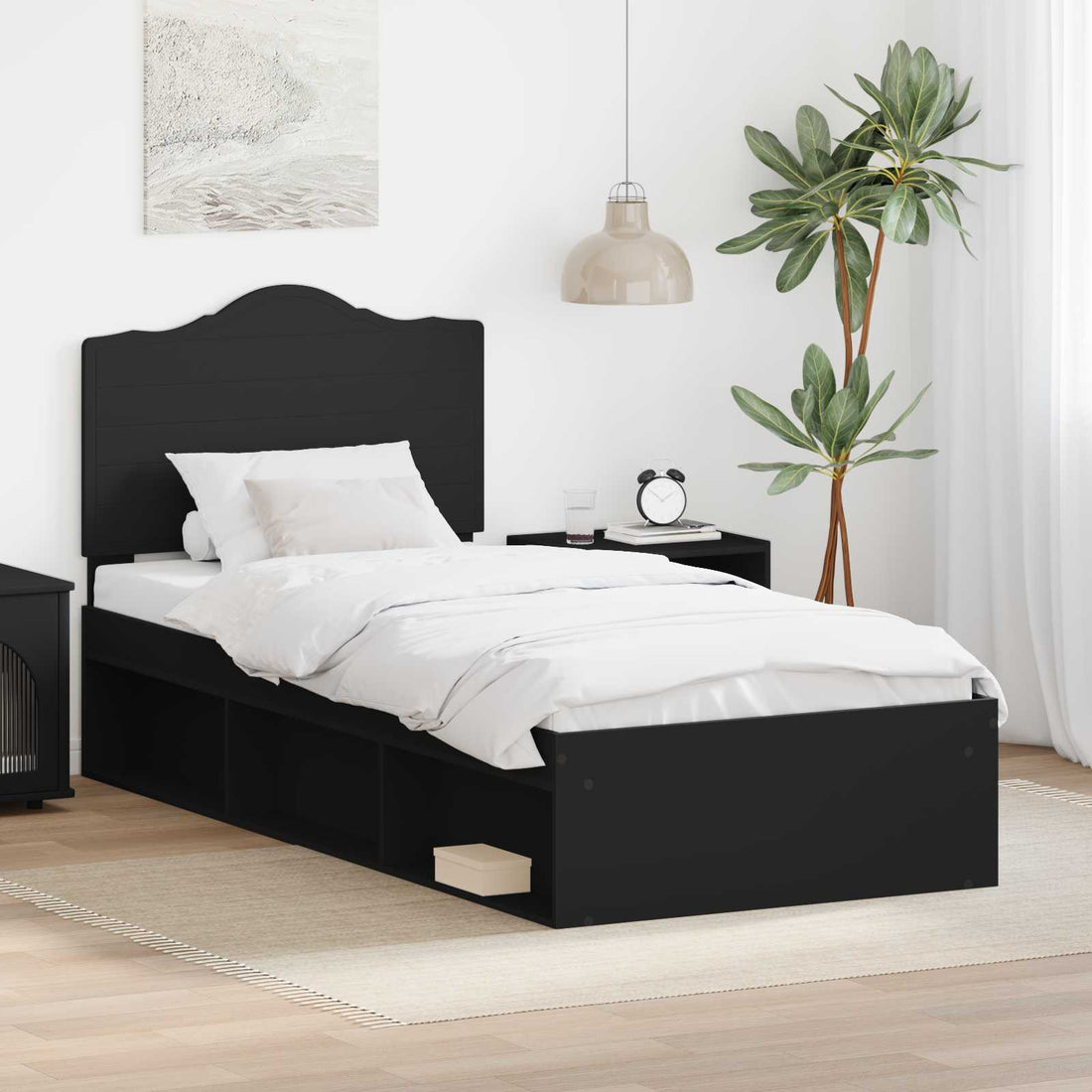 vidaXL Estructura de cama Negro 90 x 190 cm Madera de pino macizo