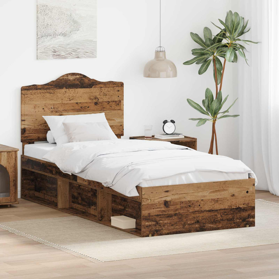 vidaXL Estructura de cama con cabecera Madera vieja 75 x 190 cm