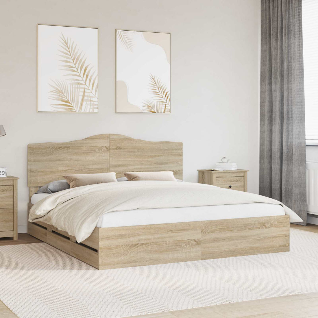 vidaXL Estructura de cama Roble Sonoma 200 x 200 cm Madera Ingenieril